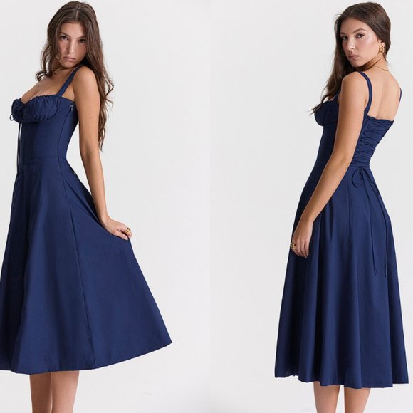 House of CB 'Carmen’ French Navy Bustier Sundress NWOT - Picture 4 of 12